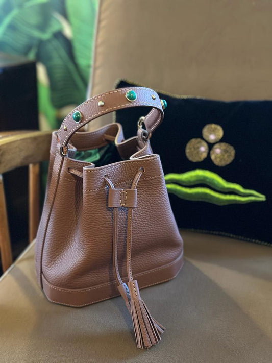 Gem-Set Bucket Bag - Sand