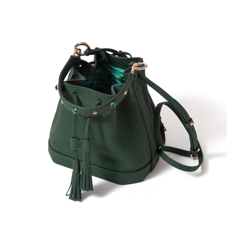Gem-Set Bucket Bag - Forest