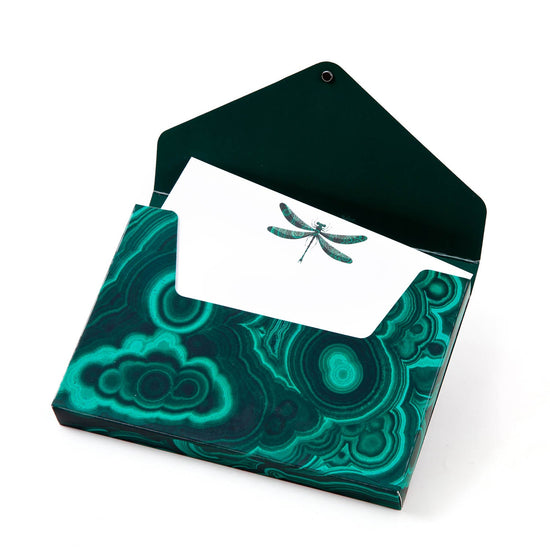 Madame Malachite Express yourself in the highest vibration. Box of 8 Notecards, in a malachite print envelope box.