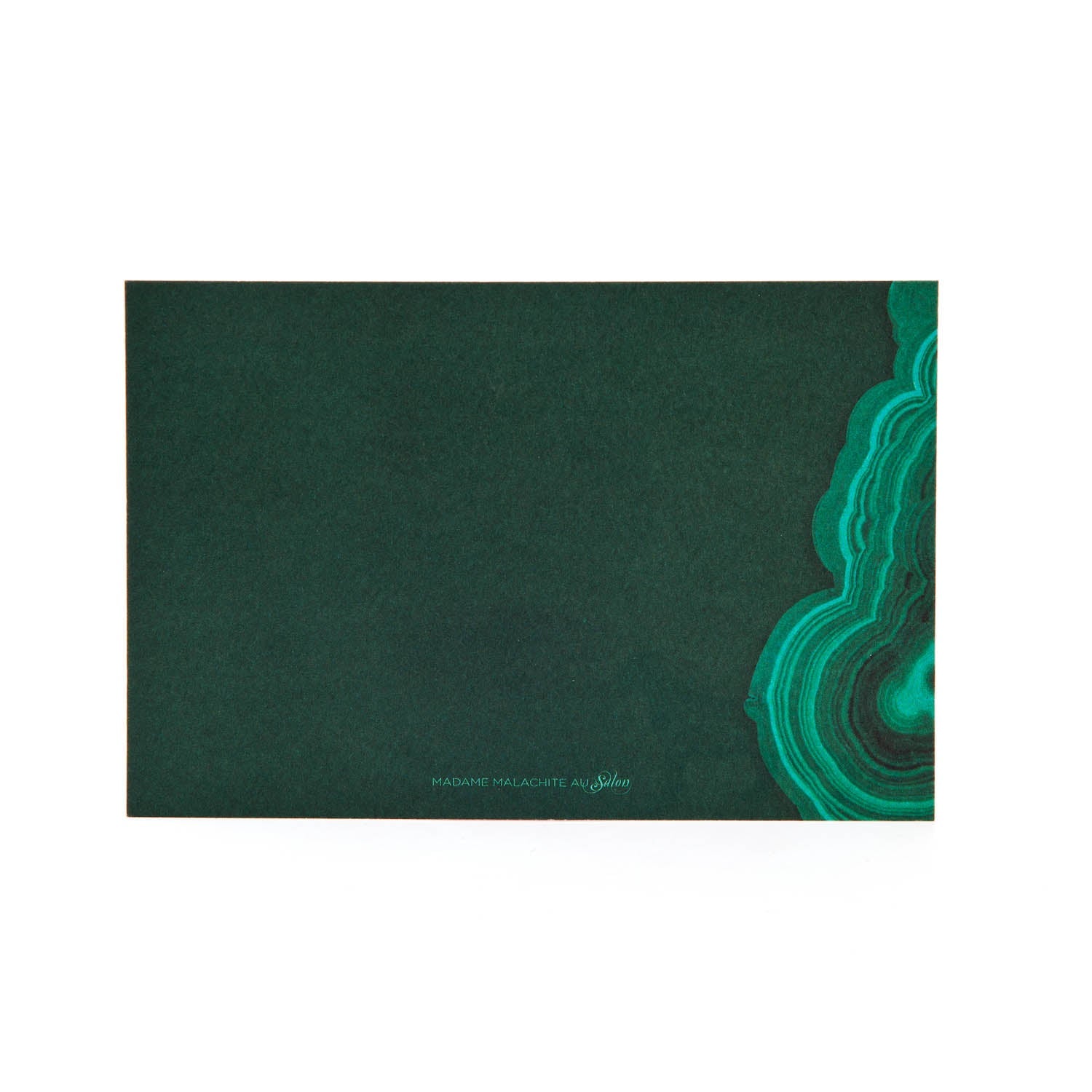 Madame Malachite Express yourself in the highest vibration. Box of 8 Notecards, in a malachite print envelope box.