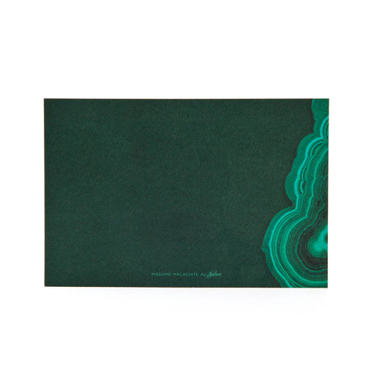 Madame Malachite Express yourself in the highest vibration. Box of 8 Notecards, in a malachite print envelope box.