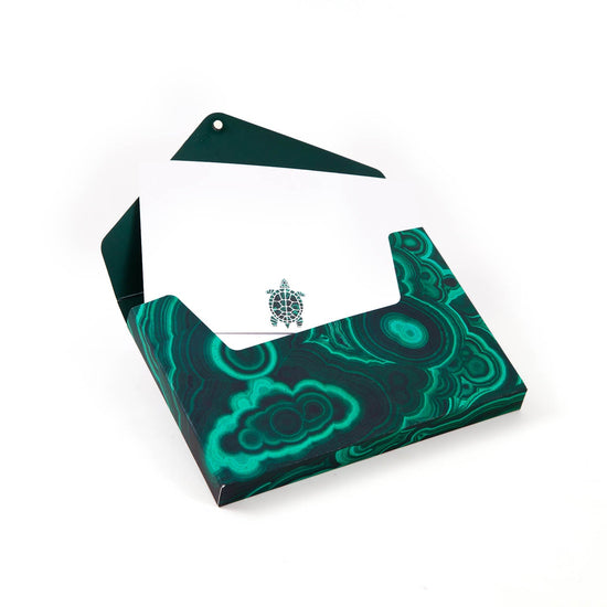 Madame Malachite Express yourself in the highest vibration. Box of 8 Notecards, in a malachite print envelope box.
